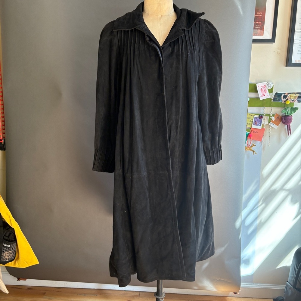 ItalianLeather Women’s Black Long Suede Coat